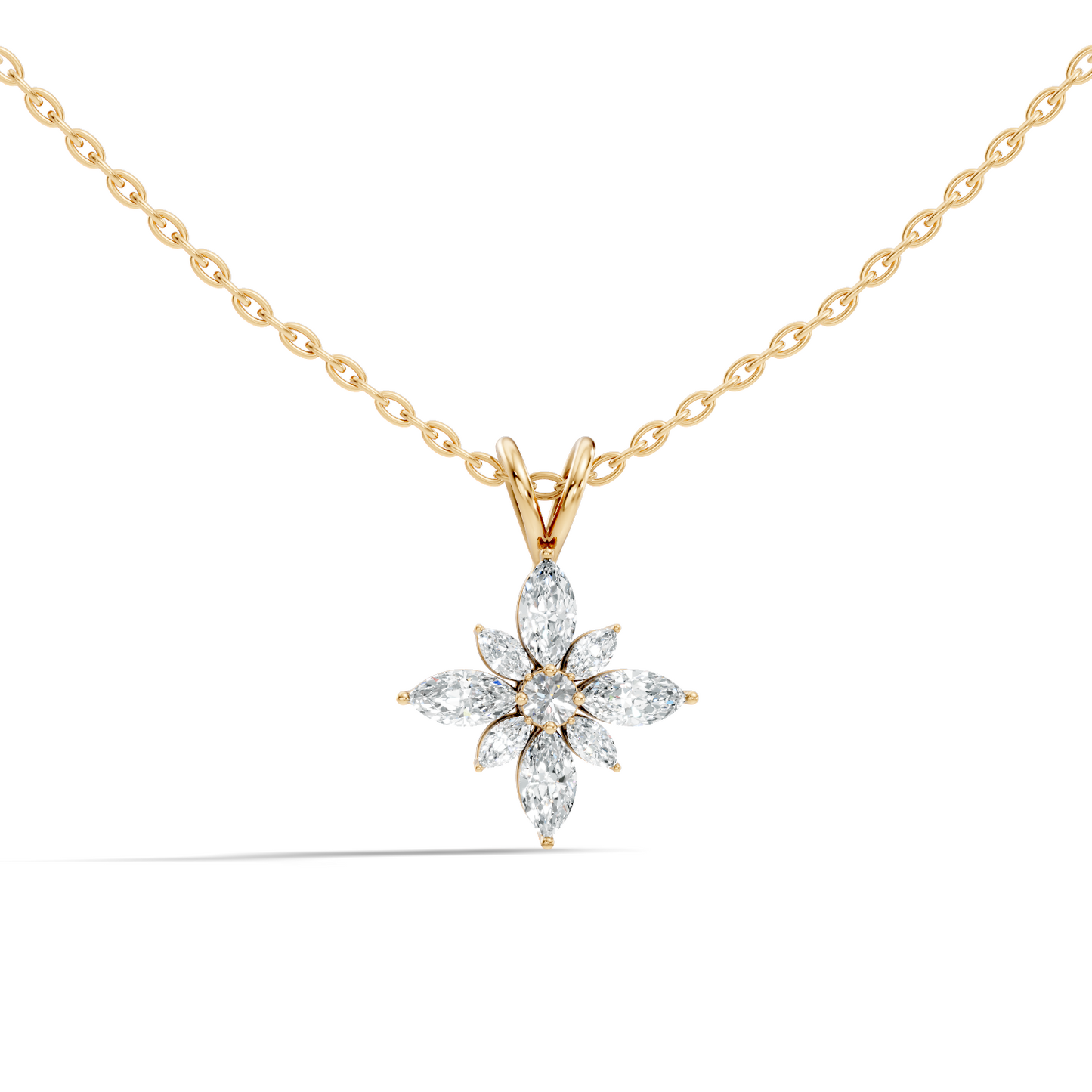 Timeless 14K Gold Marquise Cut Diamond Necklace Vintage Inspired Anniversary Gift For Her - HIGHCARAT DIAMONDS