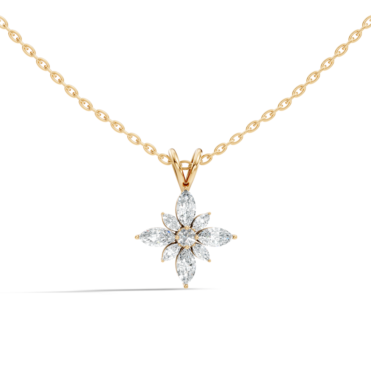 Timeless 14K Gold Marquise Cut Diamond Necklace Vintage Inspired Anniversary Gift For Her - HIGHCARAT DIAMONDS