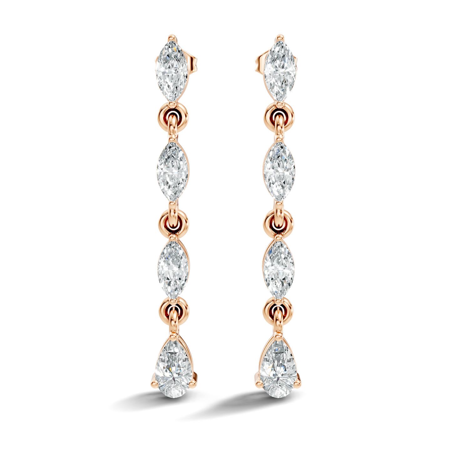 14K Gold Minimalist Earring Studs Marquise & Pear Drop Earrings For Party Wear - HIGHCARAT DIAMONDS