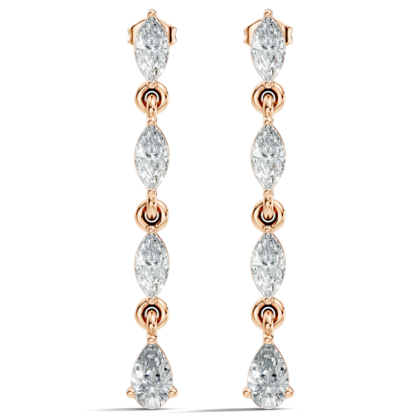 14K Gold Minimalist Earring Studs Marquise & Pear Drop Earrings For Party Wear - HIGHCARAT DIAMONDS