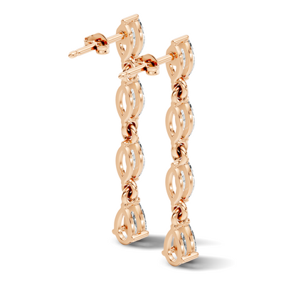 14K Gold Minimalist Earring Studs Marquise & Pear Drop Earrings For Party Wear - HIGHCARAT DIAMONDS