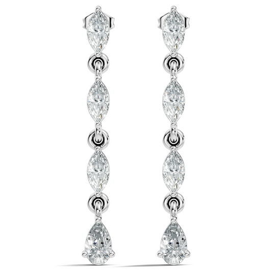 14K Gold Minimalist Earring Studs Marquise & Pear Drop Earrings For Party Wear - HIGHCARAT DIAMONDS