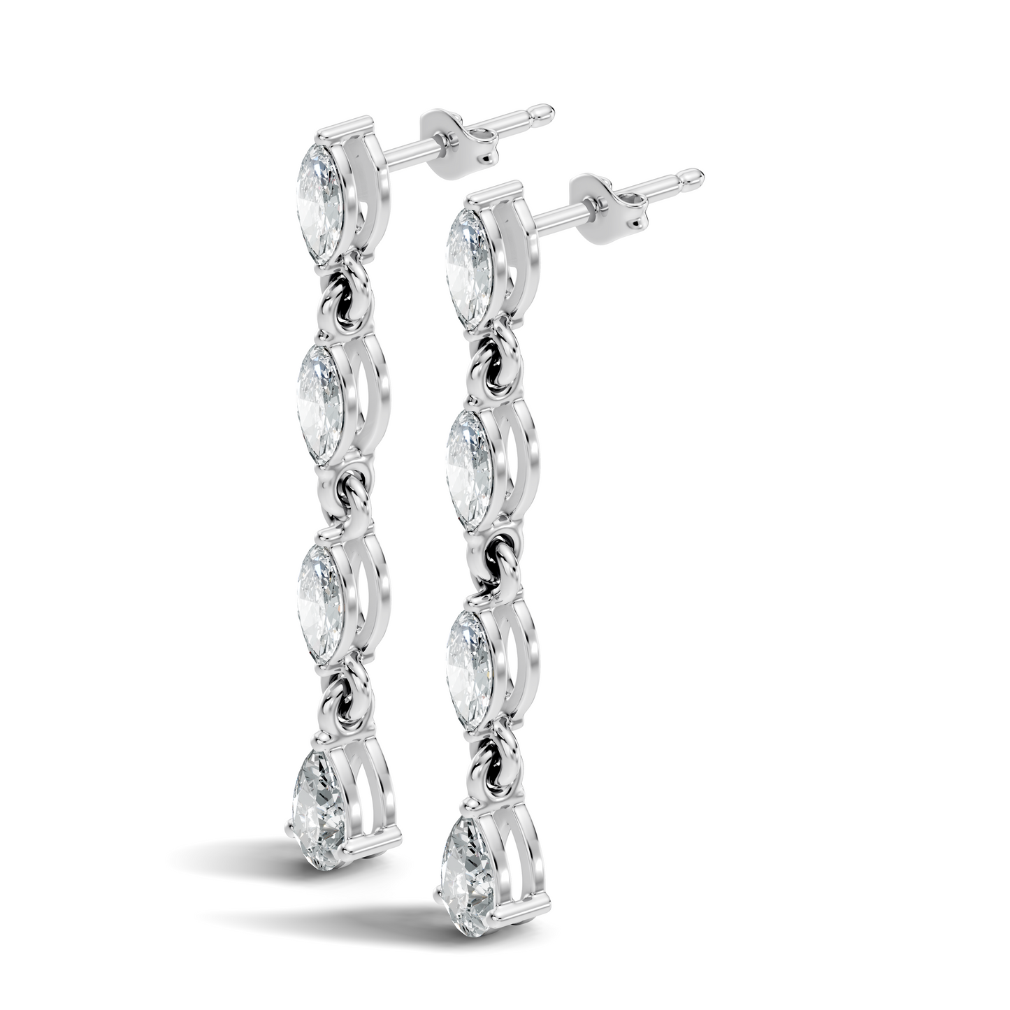 14K Gold Minimalist Earring Studs Marquise & Pear Drop Earrings For Party Wear - HIGHCARAT DIAMONDS
