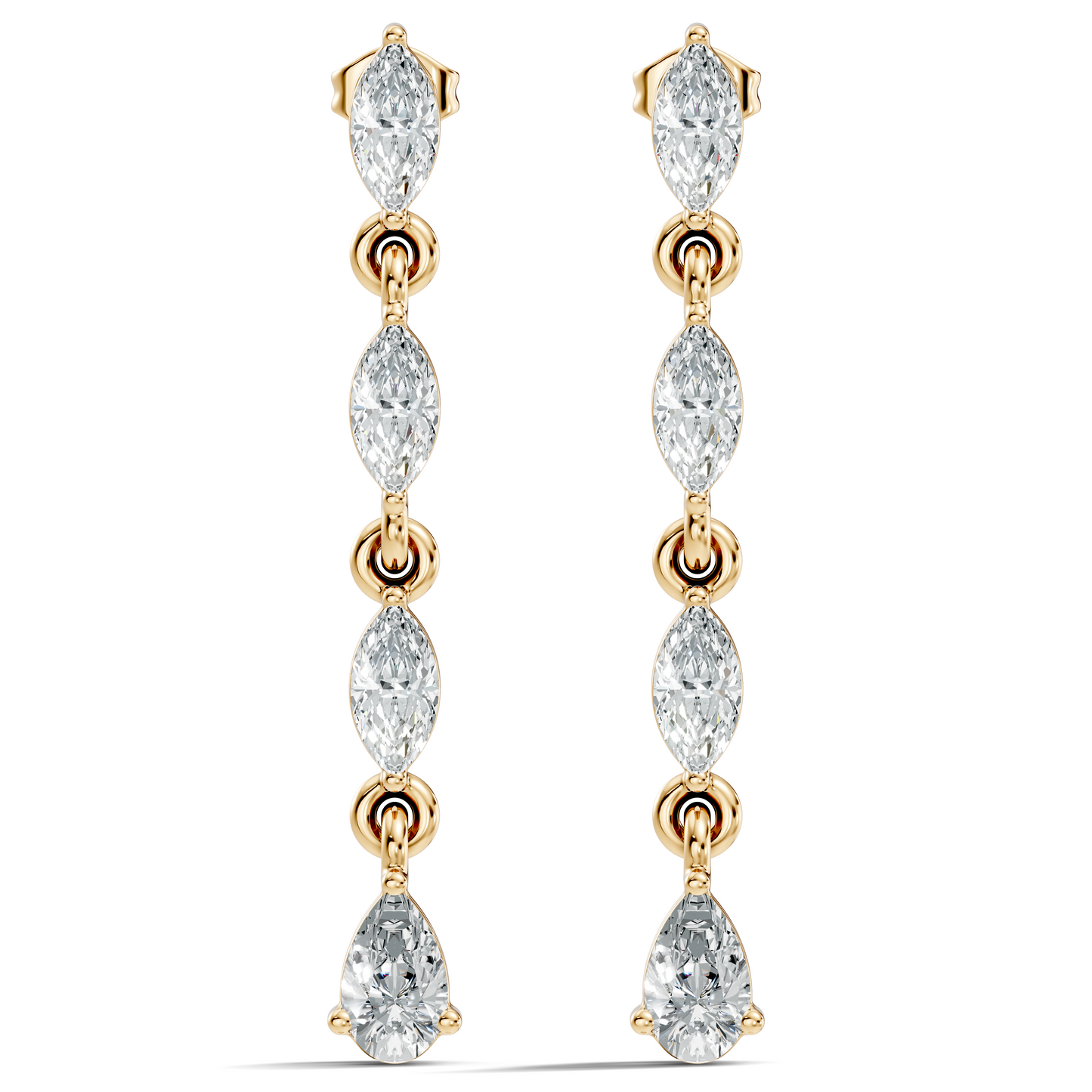 14K Gold Minimalist Earring Studs Marquise & Pear Drop Earrings For Party Wear - HIGHCARAT DIAMONDS