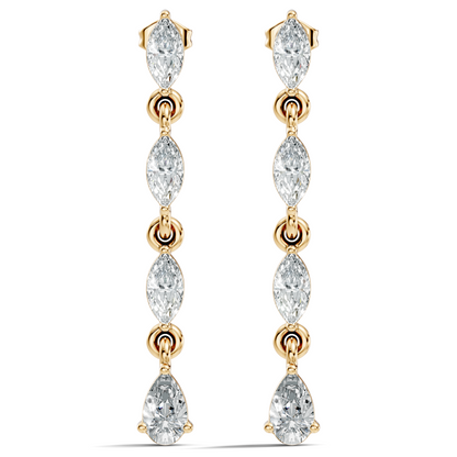 14K Gold Minimalist Earring Studs Marquise & Pear Drop Earrings For Party Wear - HIGHCARAT DIAMONDS
