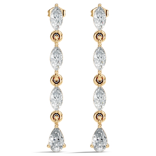 14K Gold Minimalist Earring Studs Marquise & Pear Drop Earrings For Party Wear - HIGHCARAT DIAMONDS