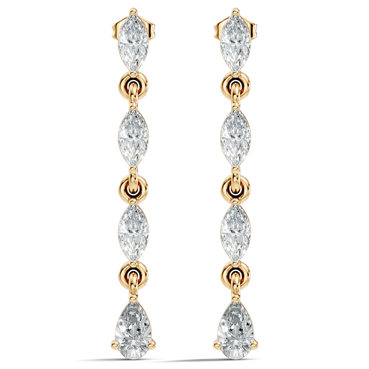 14K Gold Minimalist Earring Studs Marquise & Pear Drop Earrings For Party Wear - HIGHCARAT DIAMONDS
