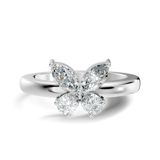 Marquise and Pear Cut Lab Grown Diamond Unique Butterfly Shape Dainty Prong Set Daily Wear Ring For Her