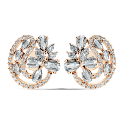 Vintage Marquise and Pear Diamond Stud Earrings In 18K Solid Yellow Gold For Her - HIGHCARAT DIAMONDS