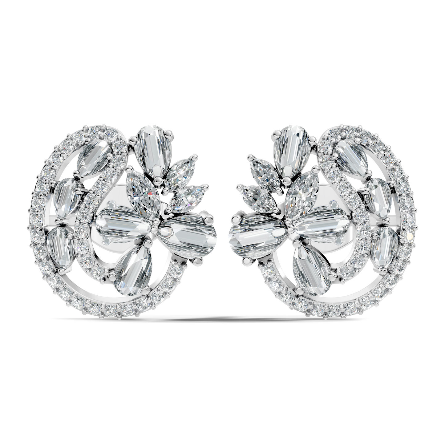 Vintage Marquise and Pear Diamond Stud Earrings In 18K Solid Yellow Gold For Her - HIGHCARAT DIAMONDS