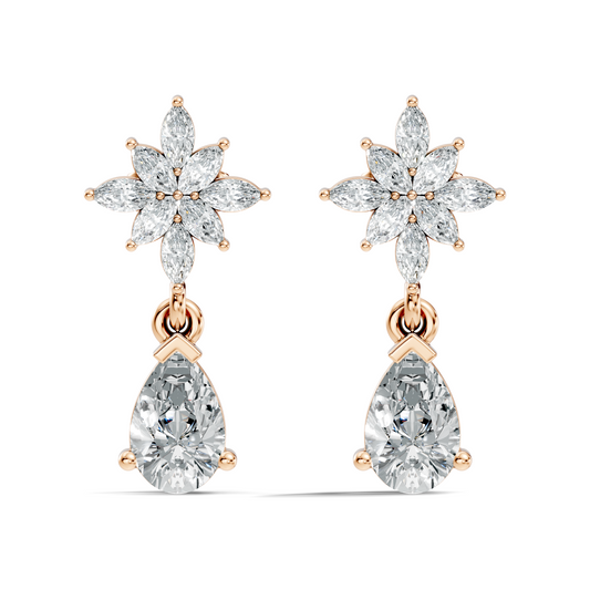 1.35 CT Pear Or Marquise Cut Diamond Tear Drop Earring Vintage Inspired Stud Earrings For Her - HIGHCARAT DIAMONDS