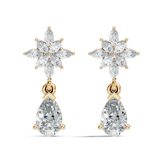 1.35 CT Pear Or Marquise Cut Diamond Tear Drop Earring Vintage Inspired Stud Earrings For Her - HIGHCARAT DIAMONDS