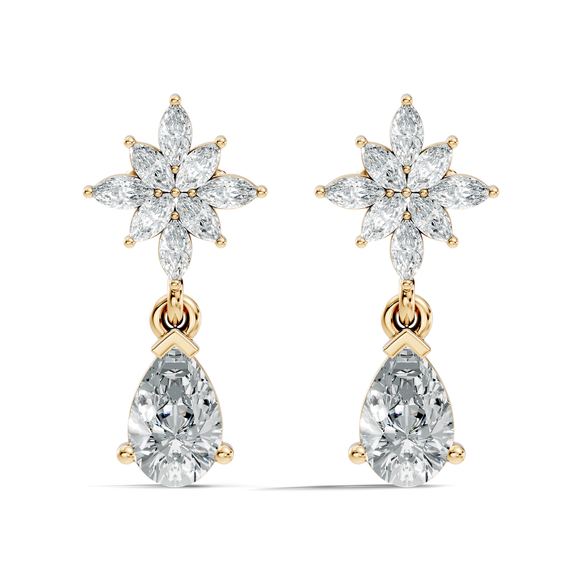1.35 CT Pear Or Marquise Cut Diamond Tear Drop Earring Vintage Inspired Stud Earrings For Her - HIGHCARAT DIAMONDS