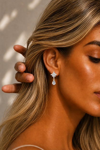 Marquise and Pear Lab Grown Diamond Rose Gold Drop Earring - HIGHCARAT DIAMONDS