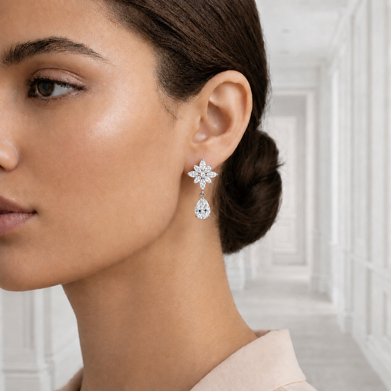 Marquise and Pear Lab Grown Diamond Rose Gold Drop Earring - HIGHCARAT DIAMONDS