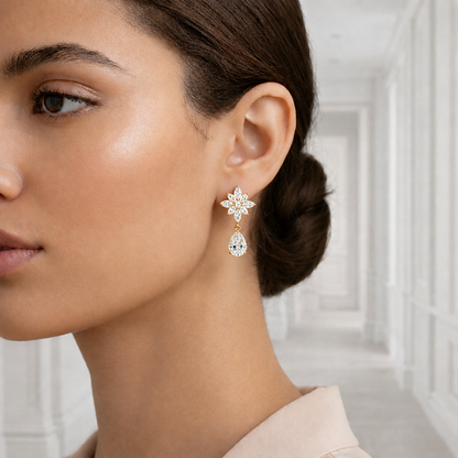 Marquise and Pear Lab Grown Diamond Rose Gold Drop Earring - HIGHCARAT DIAMONDS