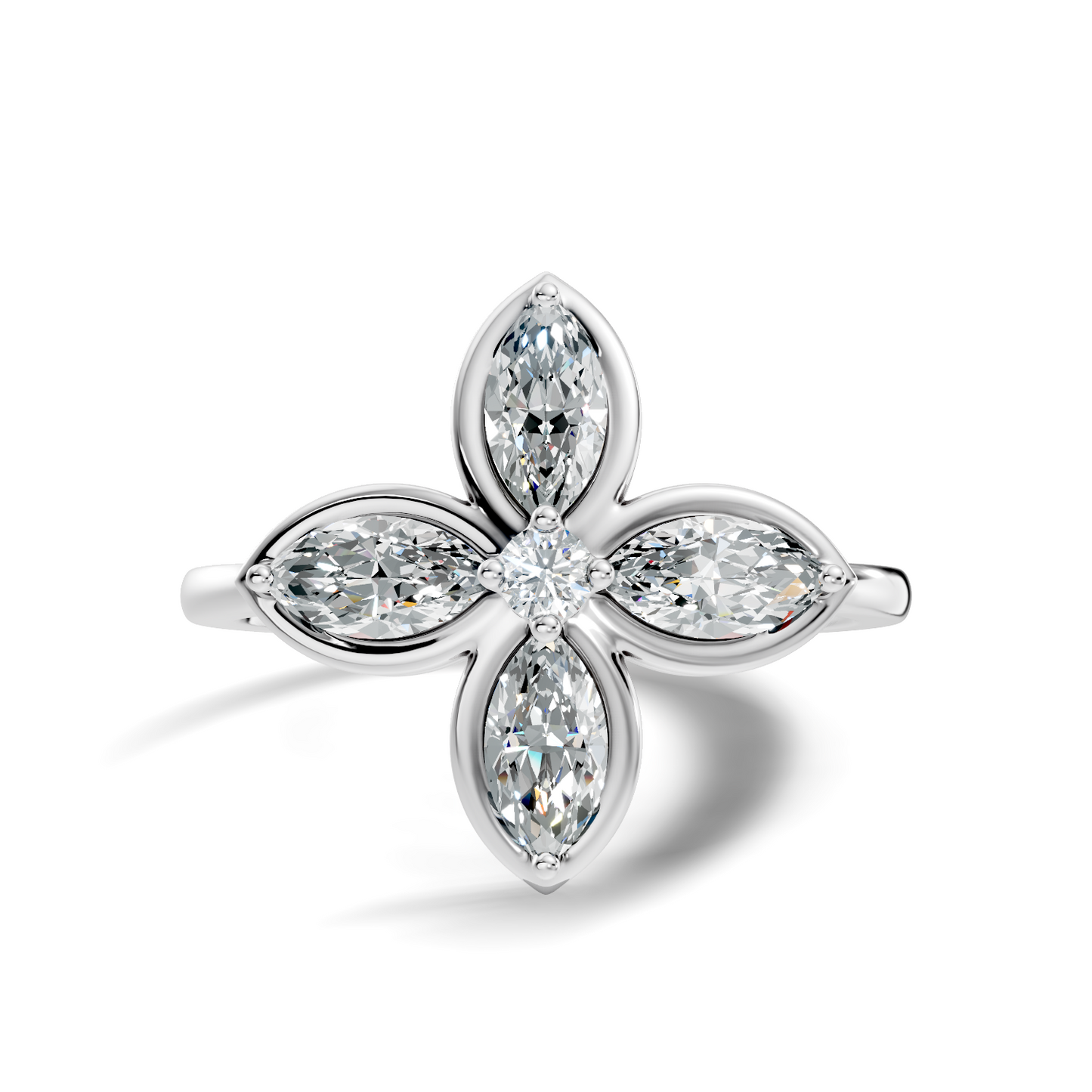 Marquise and Round Cut High Quality Diamond Vintage Bezel Set Dainty Cluster Party Wear Ring For Women's - HIGHCARAT DIAMONDS