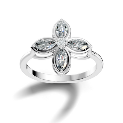 Marquise and Round Cut High Quality Diamond Vintage Bezel Set Dainty Cluster Party Wear Ring For Women's - HIGHCARAT DIAMONDS