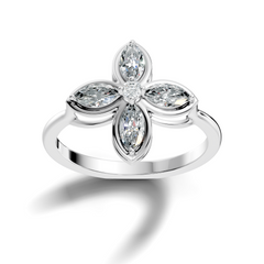Marquise and Round Cut High Quality Diamond Vintage Bezel Set Dainty Cluster Party Wear Ring For Women's - HIGHCARAT DIAMONDS