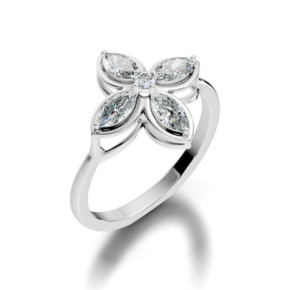 Marquise and Round Cut High Quality Diamond Vintage Bezel Set Dainty Cluster Party Wear Ring For Women's - HIGHCARAT DIAMONDS
