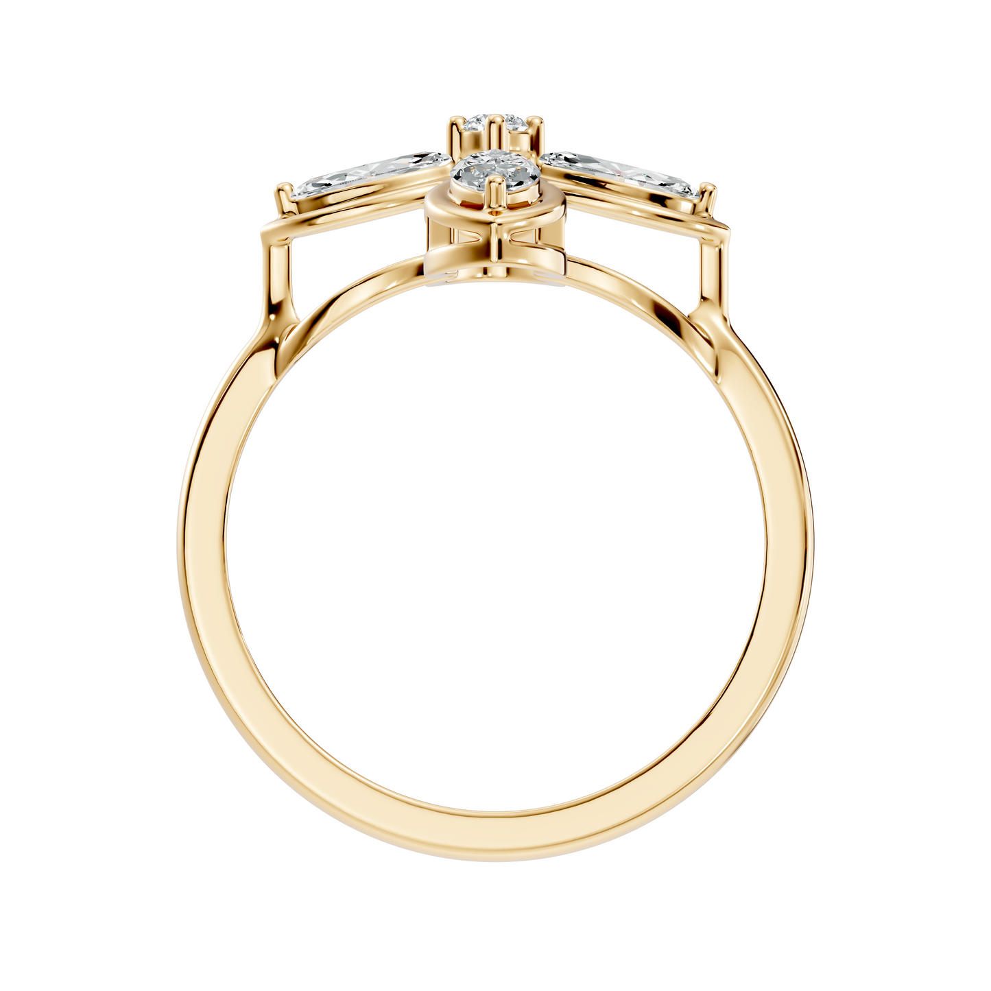 Marquise and Round Cut High Quality Diamond Vintage Bezel Set Dainty Cluster Party Wear Ring For Women's - HIGHCARAT DIAMONDS