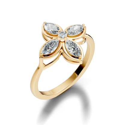 Marquise and Round Cut High Quality Diamond Vintage Bezel Set Dainty Cluster Party Wear Ring For Women's - HIGHCARAT DIAMONDS