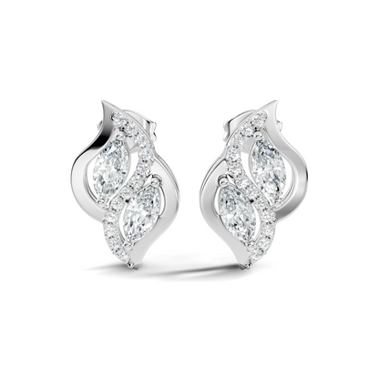 Marquise And Round Cut Lab Grown Diamond Earring Antique Delicate Daily wear Stud Earring For Women's - HIGHCARAT DIAMONDS
