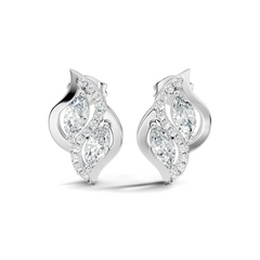 Marquise And Round Cut Lab Grown Diamond Earring Antique Delicate Daily wear Stud Earring For Women's - HIGHCARAT DIAMONDS