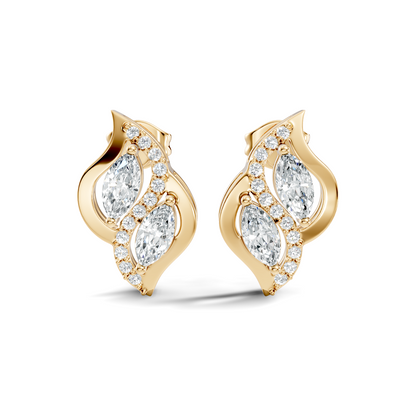 Marquise And Round Cut Lab Grown Diamond Earring Antique Delicate Daily wear Stud Earring For Women's - HIGHCARAT DIAMONDS