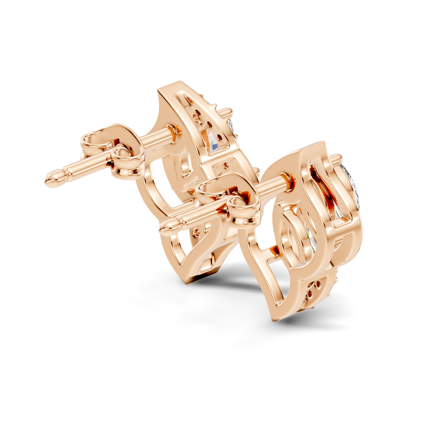 Marquise And Round Cut Lab Grown Diamond Earring Antique Delicate Daily wear Stud Earring For Women's - HIGHCARAT DIAMONDS