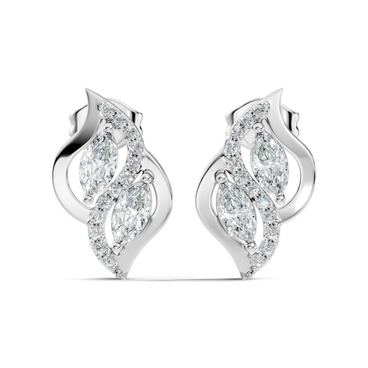 Marquise And Round Cut Lab Grown Diamond Earring Antique Delicate Daily wear Stud Earring For Women's - HIGHCARAT DIAMONDS