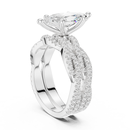 3.23 CT Colorless Marquise Shape Lab Grown Diamond Ring, Round 14K Solid Gold Perfect, Stunning proposal Ring - HIGHCARAT DIAMONDS