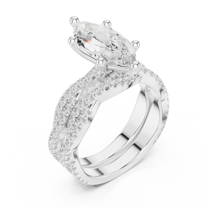3.23 CT Colorless Marquise Shape Lab Grown Diamond Ring, Round 14K Solid Gold Perfect, Stunning proposal Ring - HIGHCARAT DIAMONDS