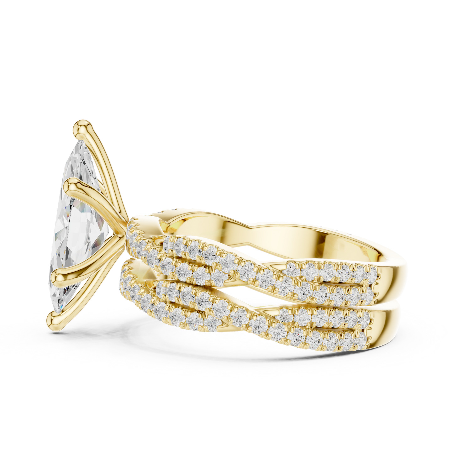 3.23 CT Colorless Marquise Shape Lab Grown Diamond Ring, Round 14K Solid Gold Perfect, Stunning proposal Ring - HIGHCARAT DIAMONDS