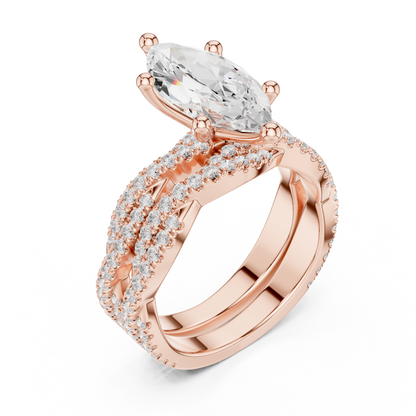3.23 CT Colorless Marquise Shape Lab Grown Diamond Ring, Round 14K Solid Gold Perfect, Stunning proposal Ring - HIGHCARAT DIAMONDS