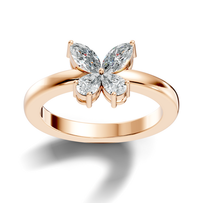 Marquise and Pear Cut Lab Grown Diamond Unique Butterfly Shape Dainty Prong Set Daily Wear Ring For Her - HIGHCARAT DIAMONDS