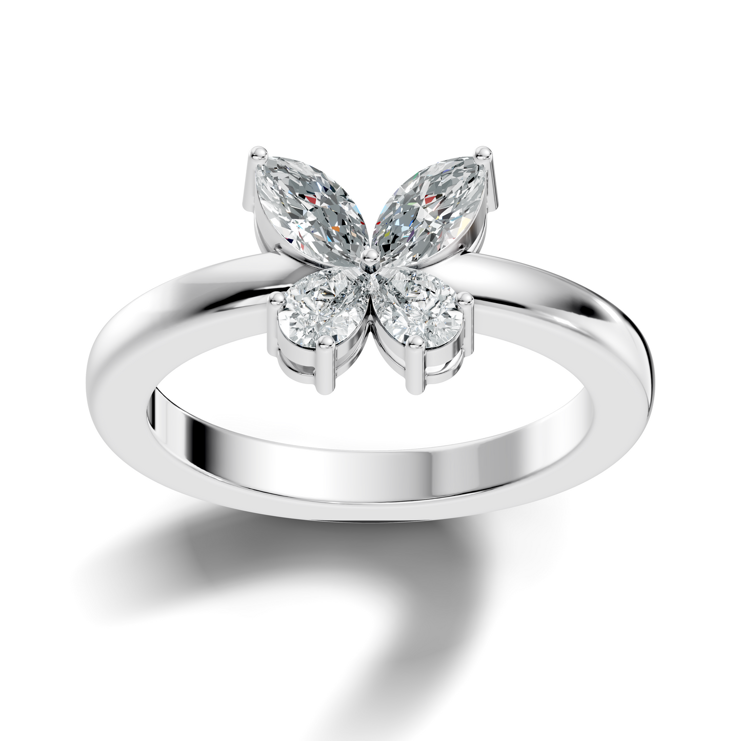 Marquise and Pear Cut Lab Grown Diamond Unique Butterfly Shape Dainty Prong Set Daily Wear Ring For Her - HIGHCARAT DIAMONDS