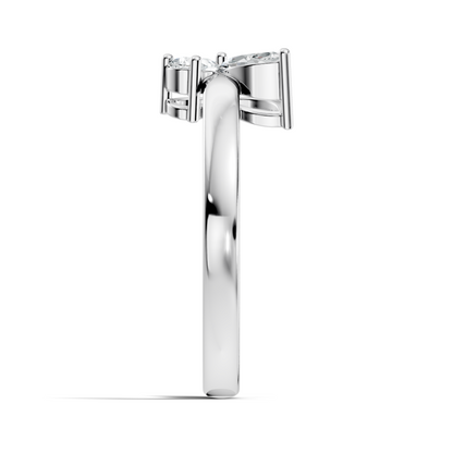 Marquise and Pear Cut Lab Grown Diamond Unique Butterfly Shape Dainty Prong Set Daily Wear Ring For Her - HIGHCARAT DIAMONDS