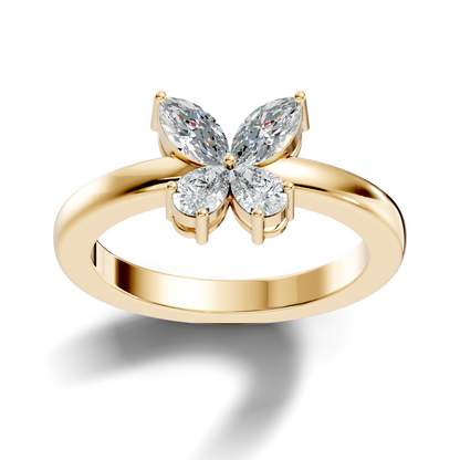 Marquise and Pear Cut Lab Grown Diamond Unique Butterfly Shape Dainty Prong Set Daily Wear Ring For Her - HIGHCARAT DIAMONDS
