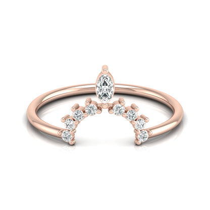 Marquise and Round Diamond Tiara Crown Ring In 14KT Gold Elegant Stacking Or Wedding Band for Women's - HIGHCARAT DIAMONDS