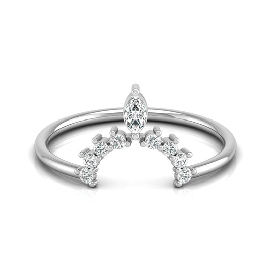 Marquise and Round Diamond Tiara Crown Ring In 14KT Gold Elegant Stacking Or Wedding Band for Women's - HIGHCARAT DIAMONDS