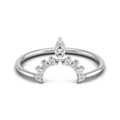 Marquise and Round Diamond Tiara Crown Ring In 14KT Gold Elegant Stacking Or Wedding Band for Women's - HIGHCARAT DIAMONDS