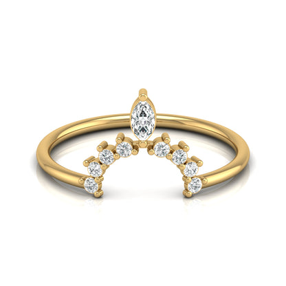 Marquise and Round Diamond Tiara Crown Ring In 14KT Gold Elegant Stacking Or Wedding Band for Women's - HIGHCARAT DIAMONDS