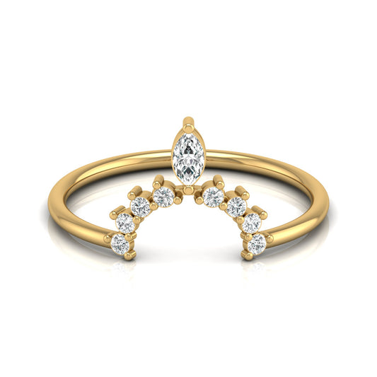 Marquise and Round Diamond Tiara Crown Ring In 14KT Gold Elegant Stacking Or Wedding Band for Women's - HIGHCARAT DIAMONDS