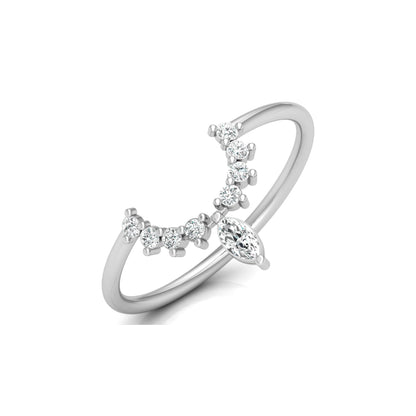 Marquise and Round Diamond Tiara Crown Ring In 14KT Gold Elegant Stacking Or Wedding Band for Women's - HIGHCARAT DIAMONDS