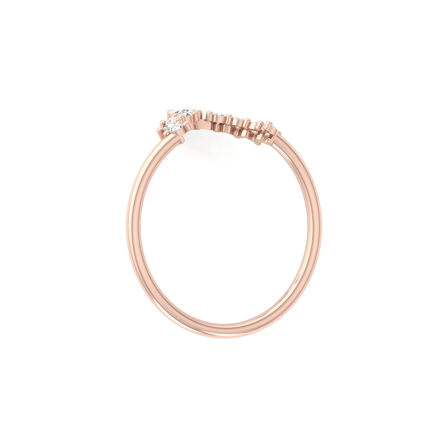 Marquise and Round Diamond Tiara Crown Ring In 14KT Gold Elegant Stacking Or Wedding Band for Women's - HIGHCARAT DIAMONDS