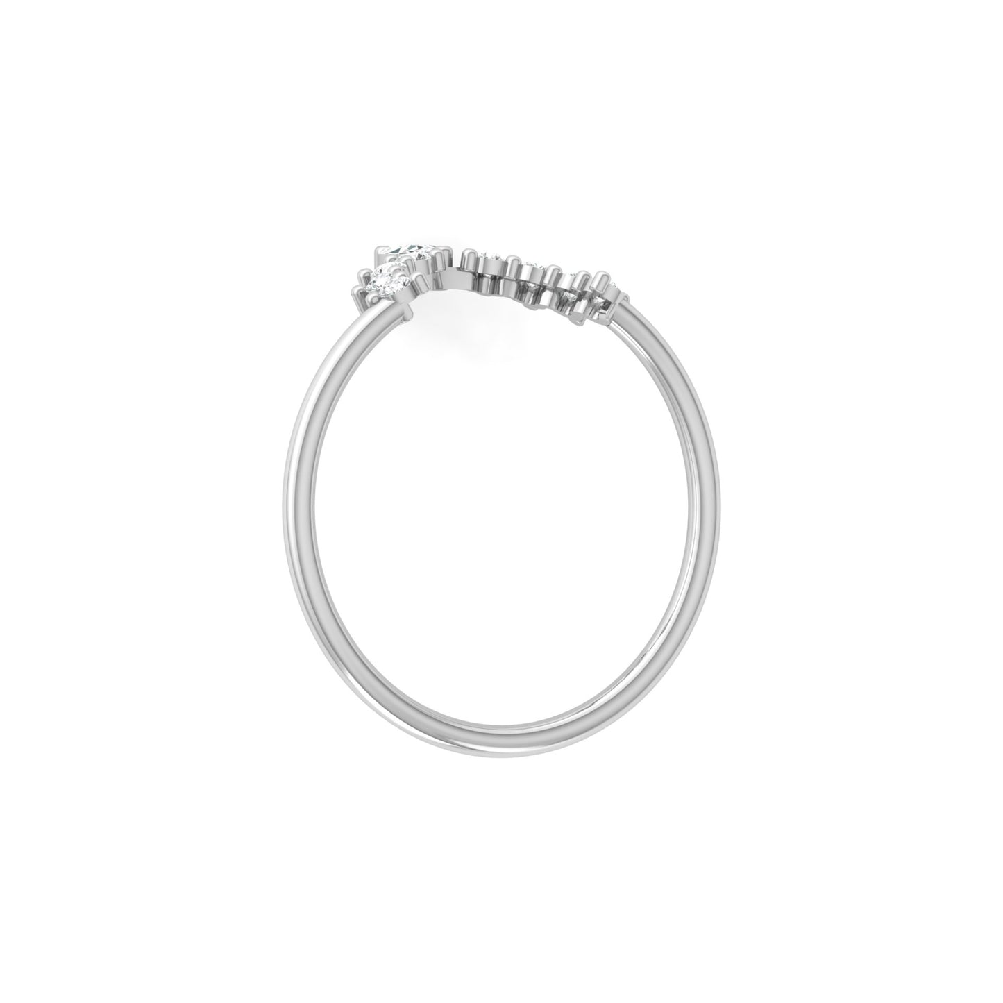 Marquise and Round Diamond Tiara Crown Ring In 14KT Gold Elegant Stacking Or Wedding Band for Women's - HIGHCARAT DIAMONDS