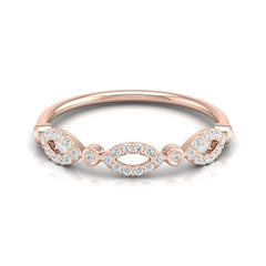 Marquise and Round Diamond Wedding Band Ring Stackable Design for Women in 14 KT Solid Gold - HIGHCARAT DIAMONDS
