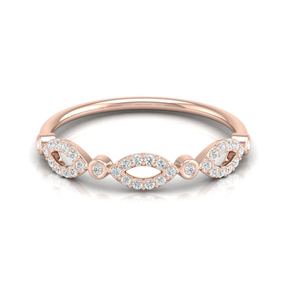 Marquise and Round Diamond Wedding Band Ring Stackable Design for Women in 14 KT Solid Gold - HIGHCARAT DIAMONDS
