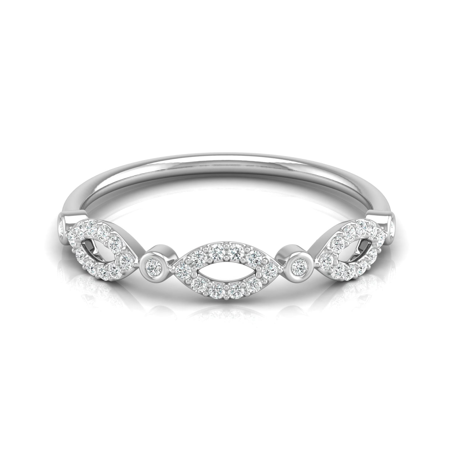 Marquise and Round Diamond Wedding Band Ring Stackable Design for Women in 14 KT Solid Gold - HIGHCARAT DIAMONDS